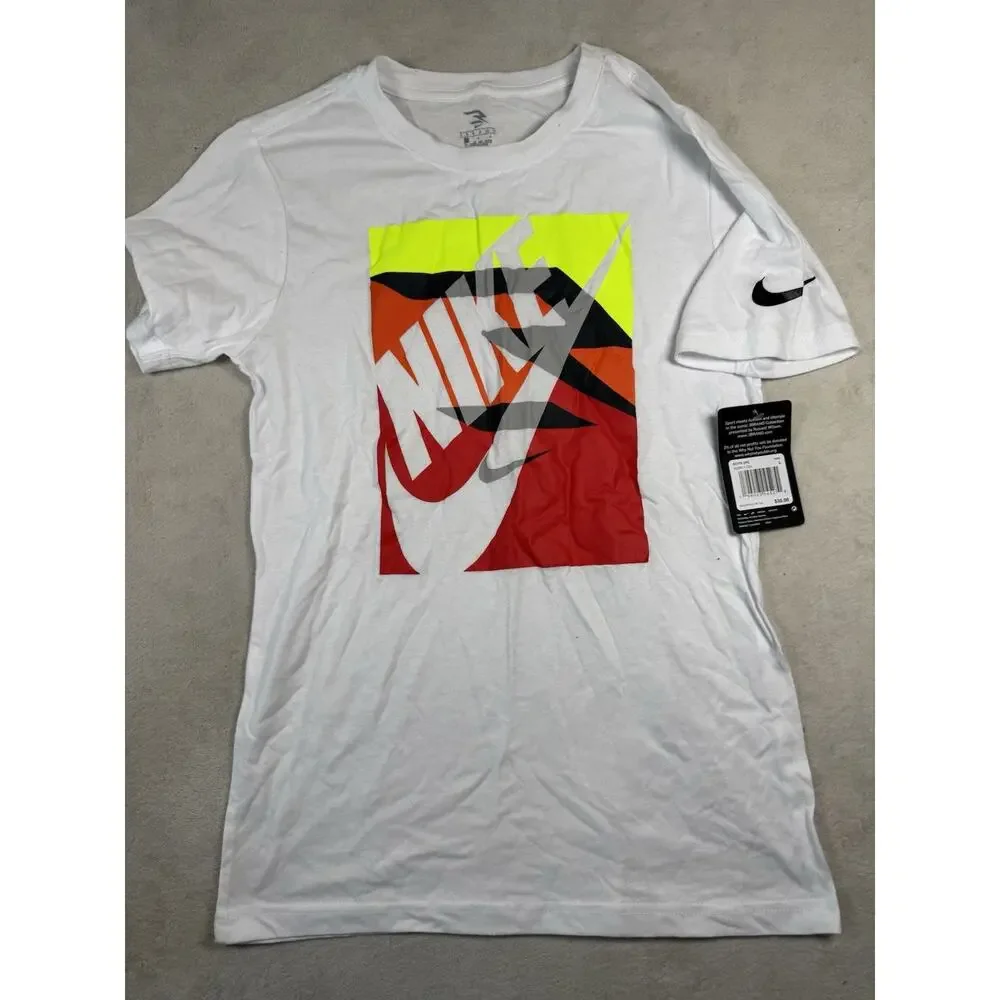 3BRAND Russell Wilson Nike Boys L White Graphic T-Shirt Swoosh NWT